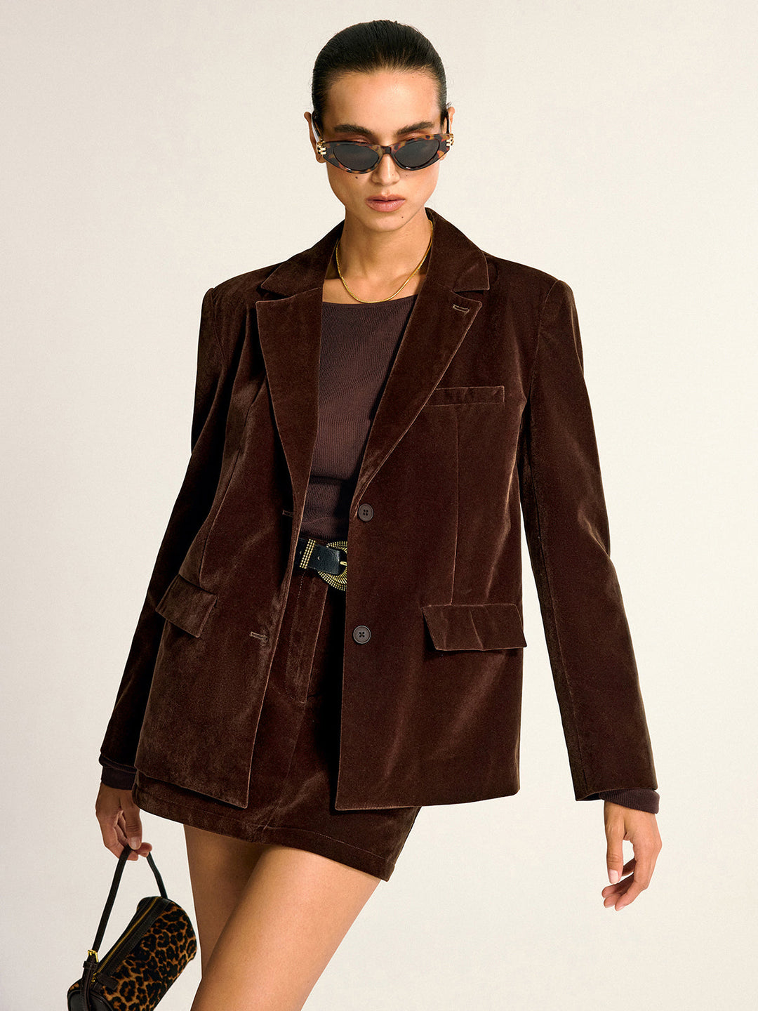 Velvet Shawl Collar Blazer — women's blazers, front view