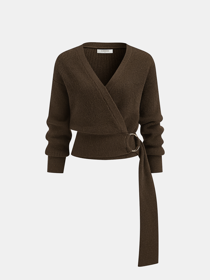 Metal Ring Knit Wrap Cardigan