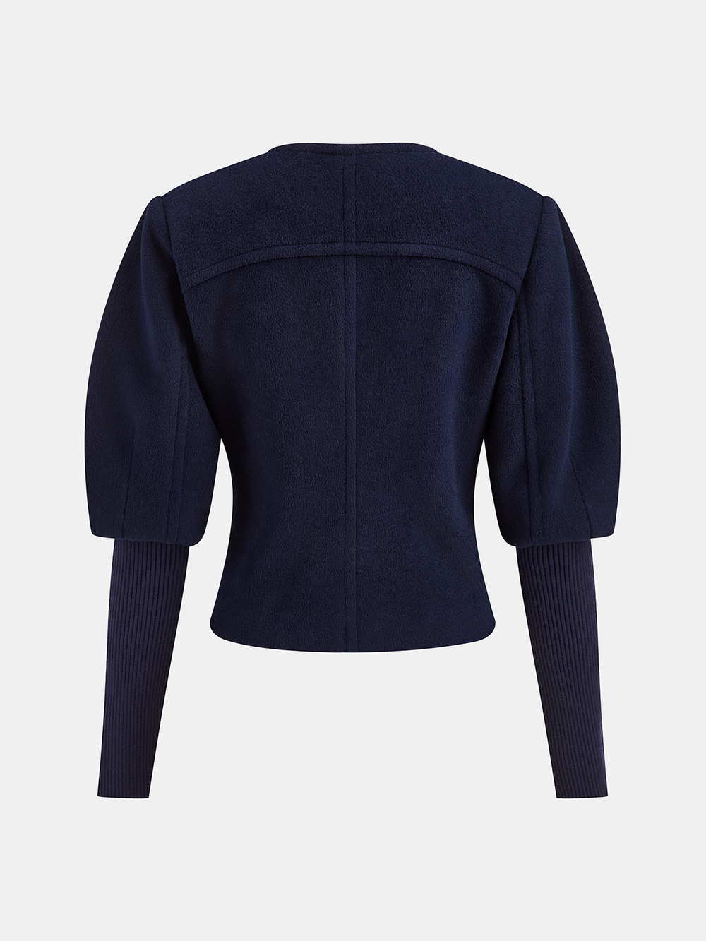 Leg-Of-Mutton Sleeve Tweed Jacket — women's blazers, back view