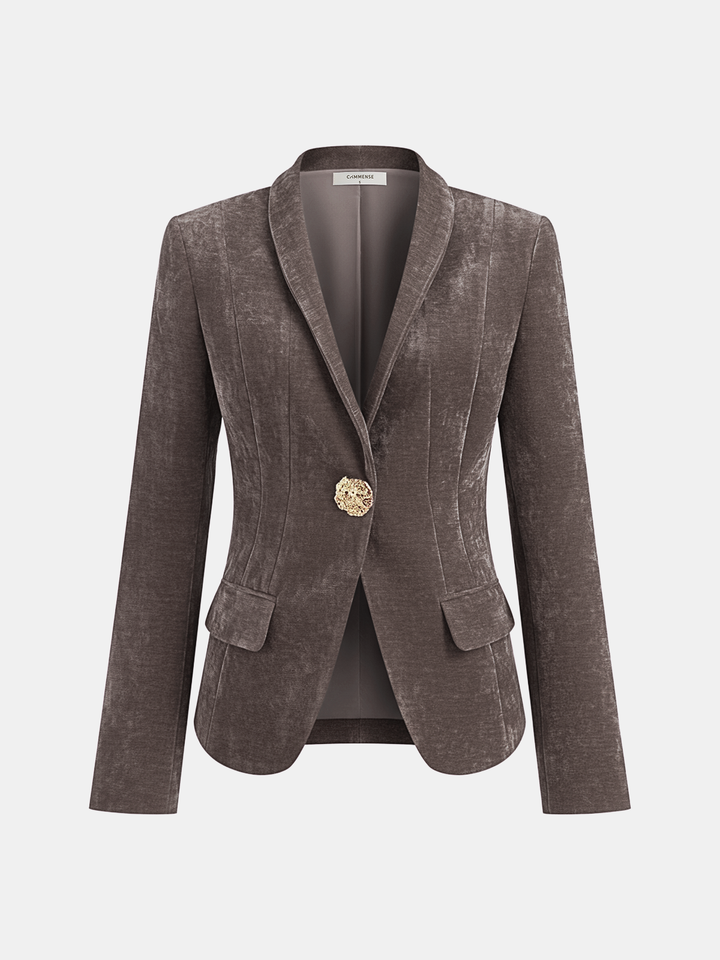 Metal Button Velvet Blazer