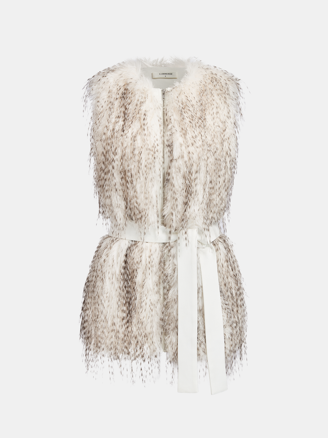 Belted Faux Fur Sleeveless Vest — women's vests, front view