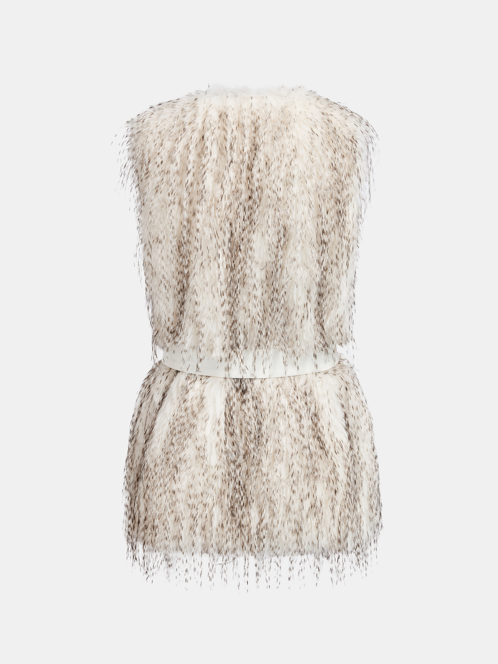 Belted Faux Fur Sleeveless Vest — women's vests, back view