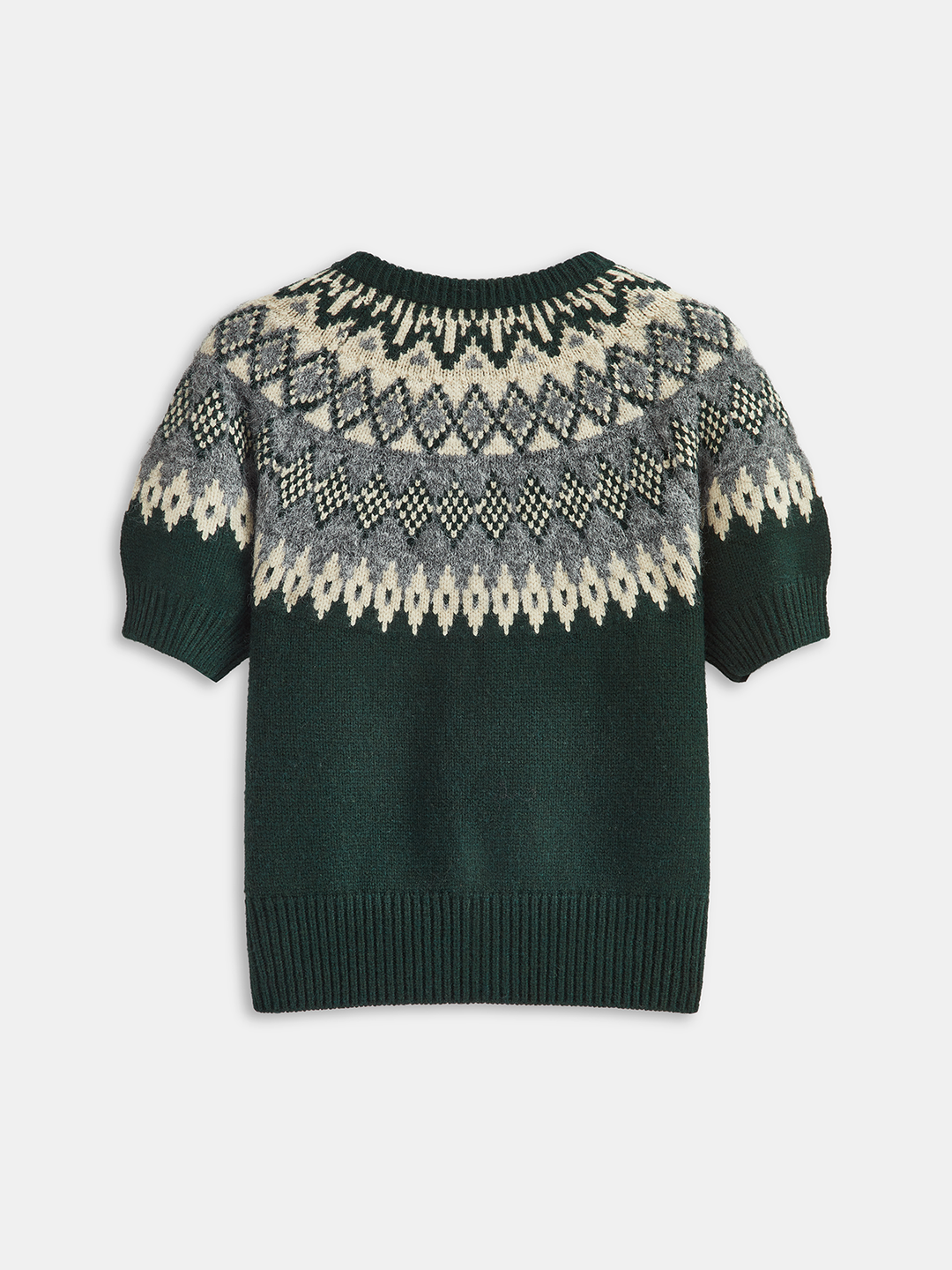 Cashmere-Blend Fair Isle Short-Sleeve Cardigan - women's cardigan, side view