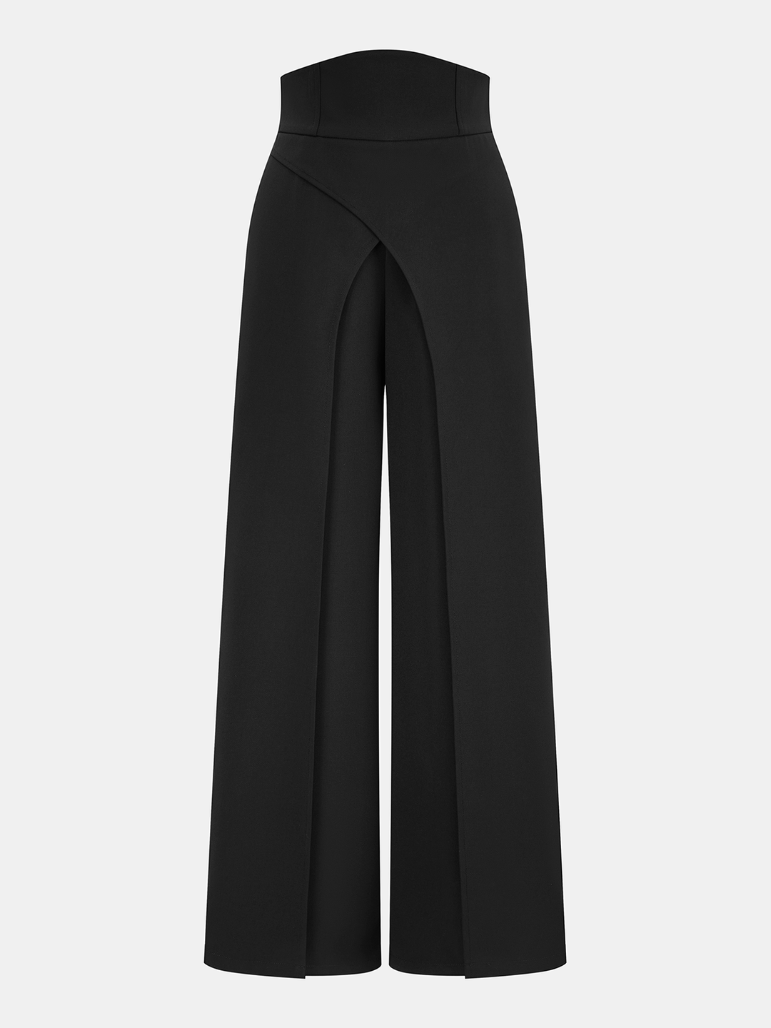High-Waisted Asymmetrical Wide-Leg Pants — women's pants, front view