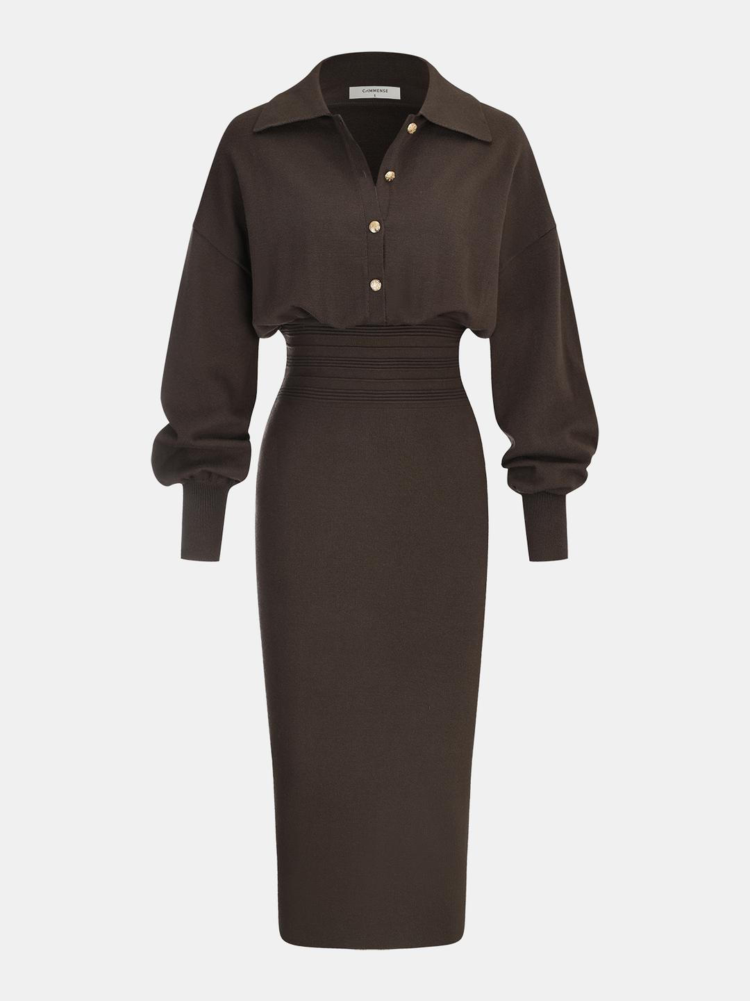 Cinched Waist Knit Shirt Dress — women's dresses, front view