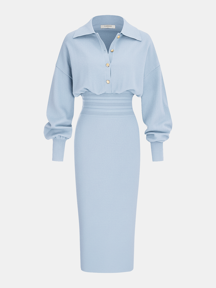 Cinched Waist Knit Shirt Dress
