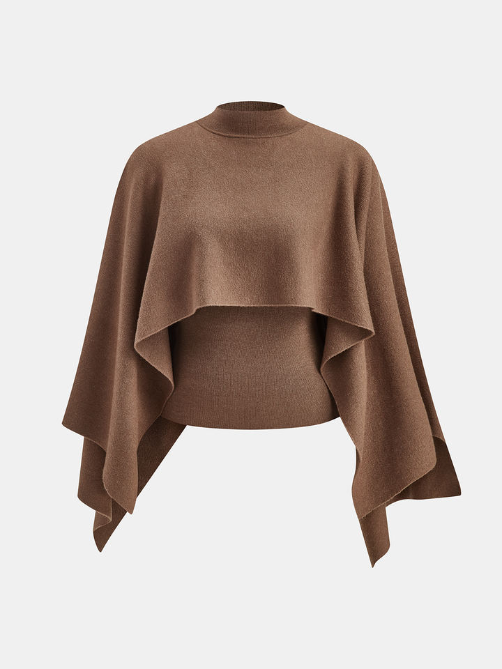 Tank Top & Capelet Knit Two-Piece Set - women's knit two-piece set, front view