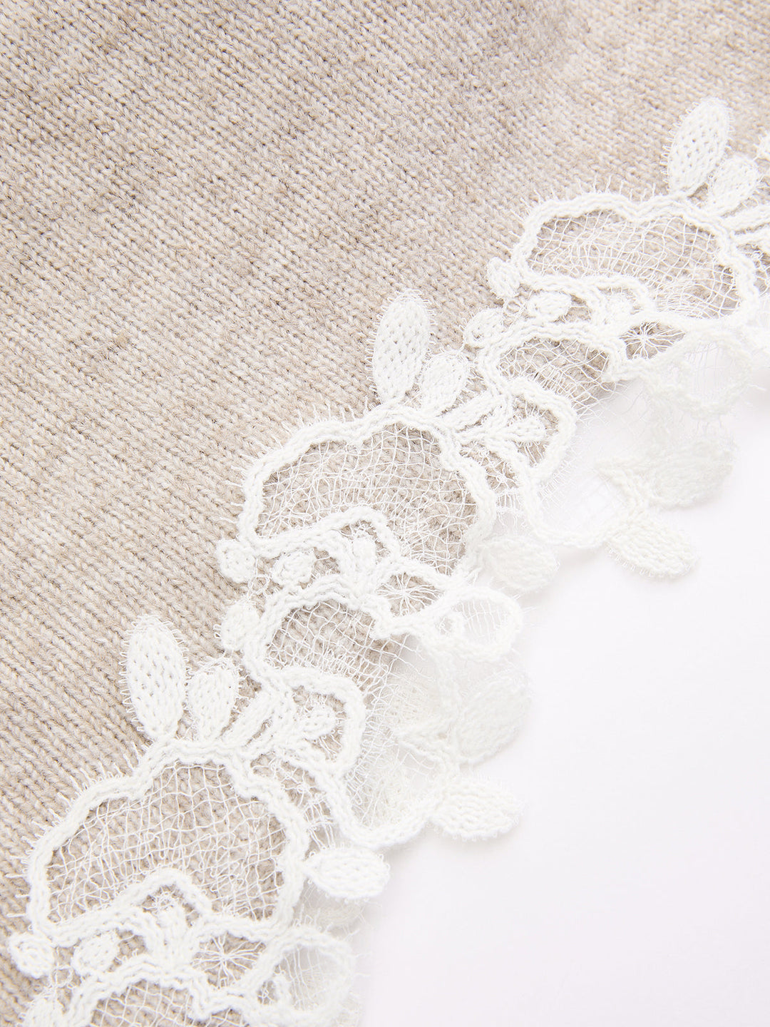 Wool-Blend Lace-Trim Square-Neck Dress