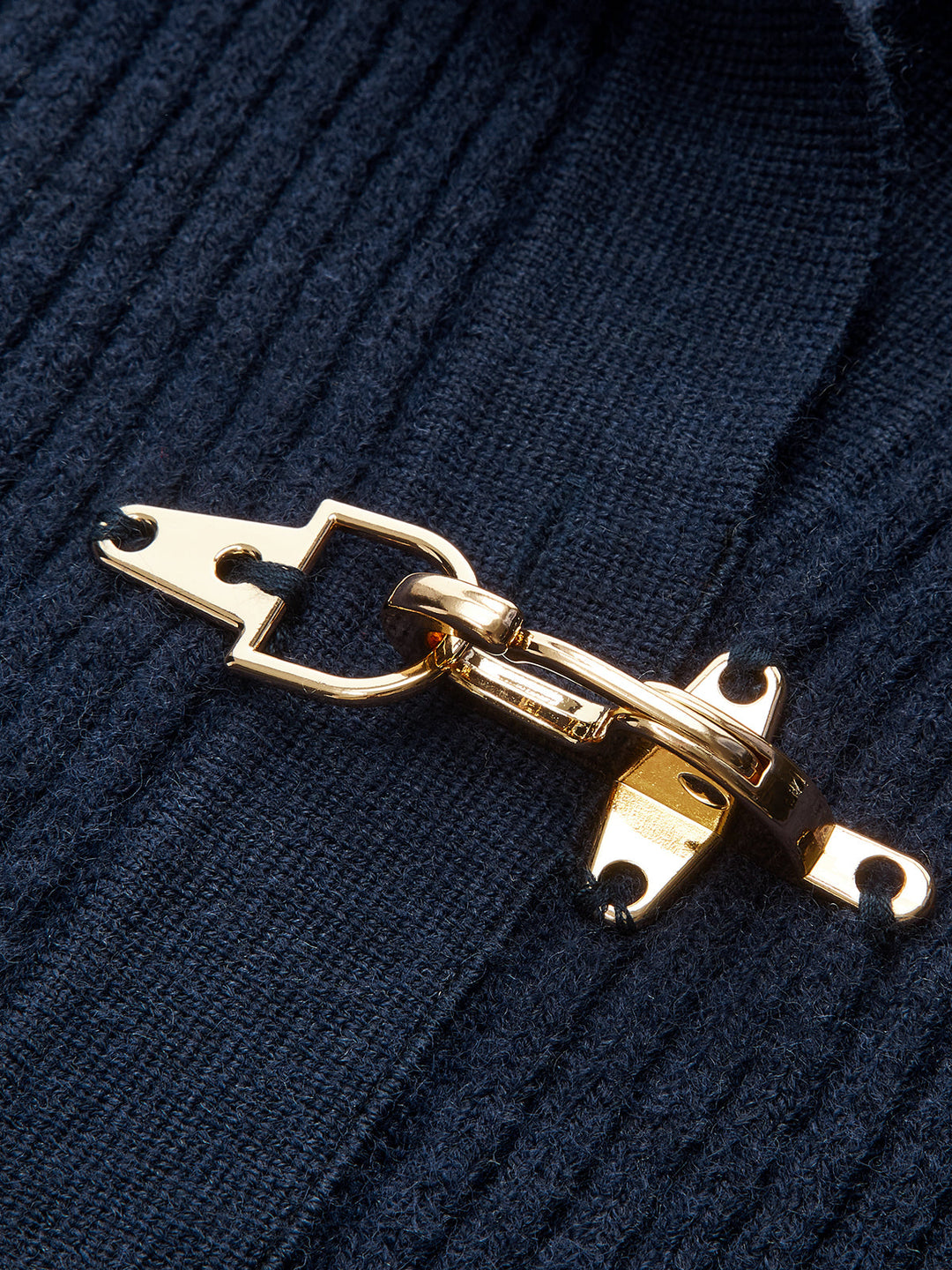 Collared Metal Buckle Ribbed Cropped Sweater - women's sweater, detail close-up