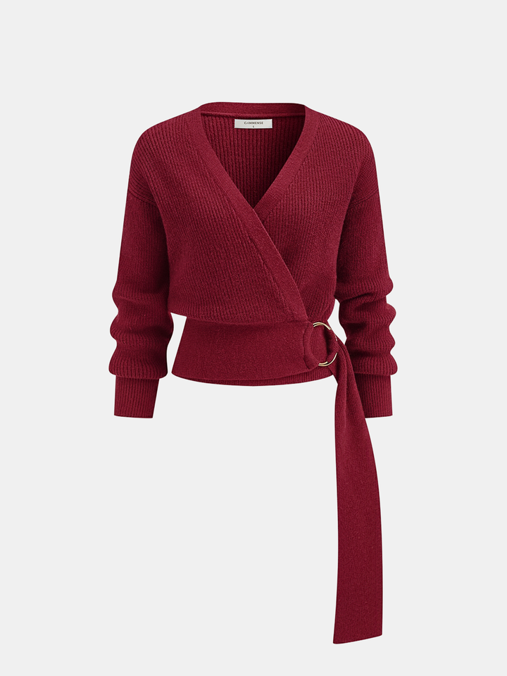 Metal Ring Knit Wrap Cardigan