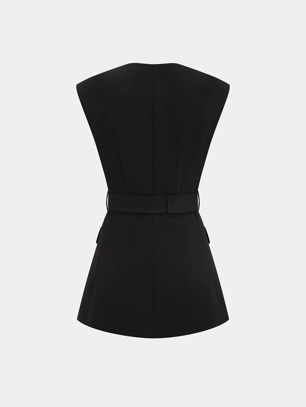 Sleeveless Belted Blazer Vest — women's vests, back view