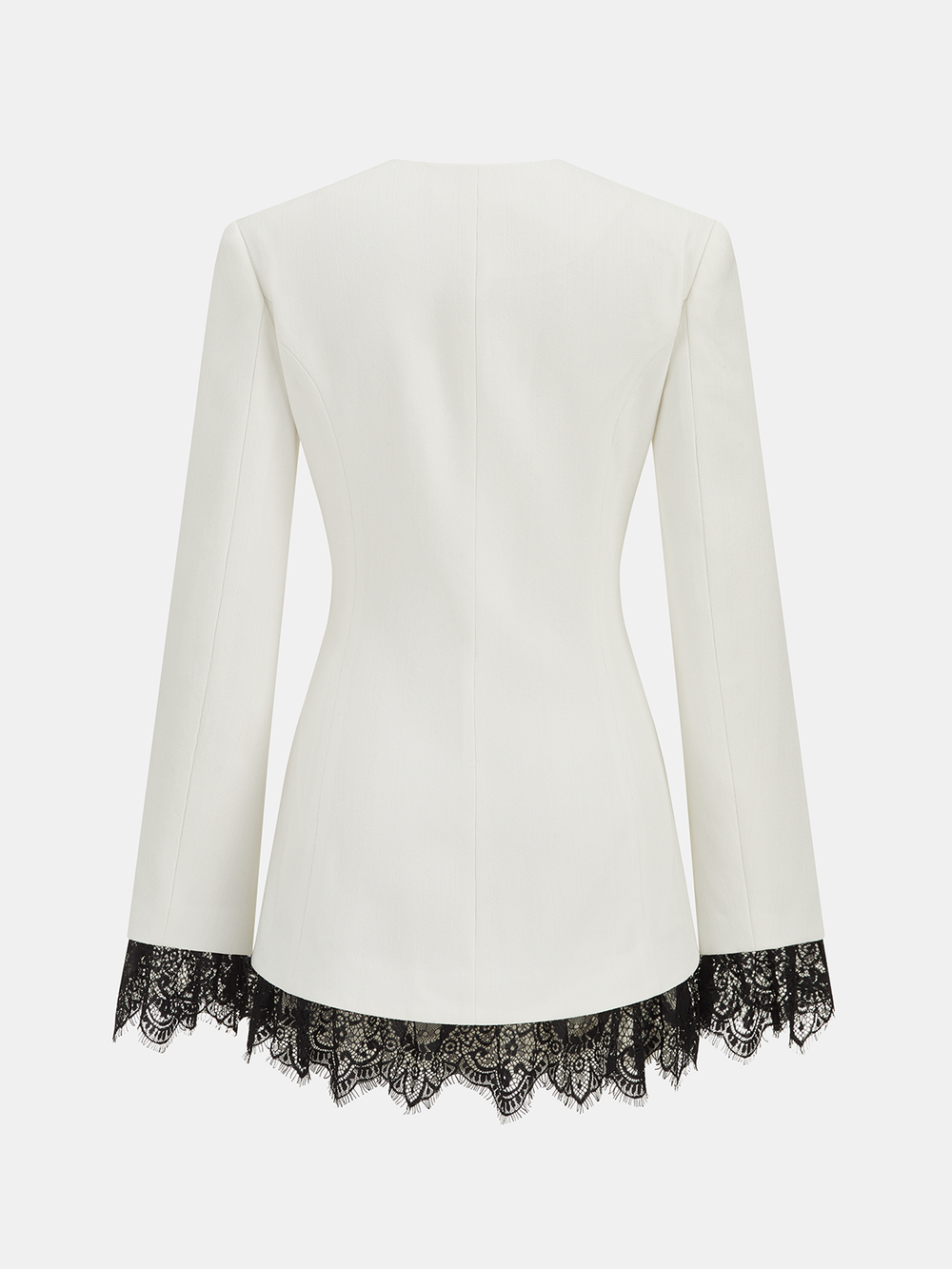 Lace Trim Metal Button Blazer — women's blazers, back view