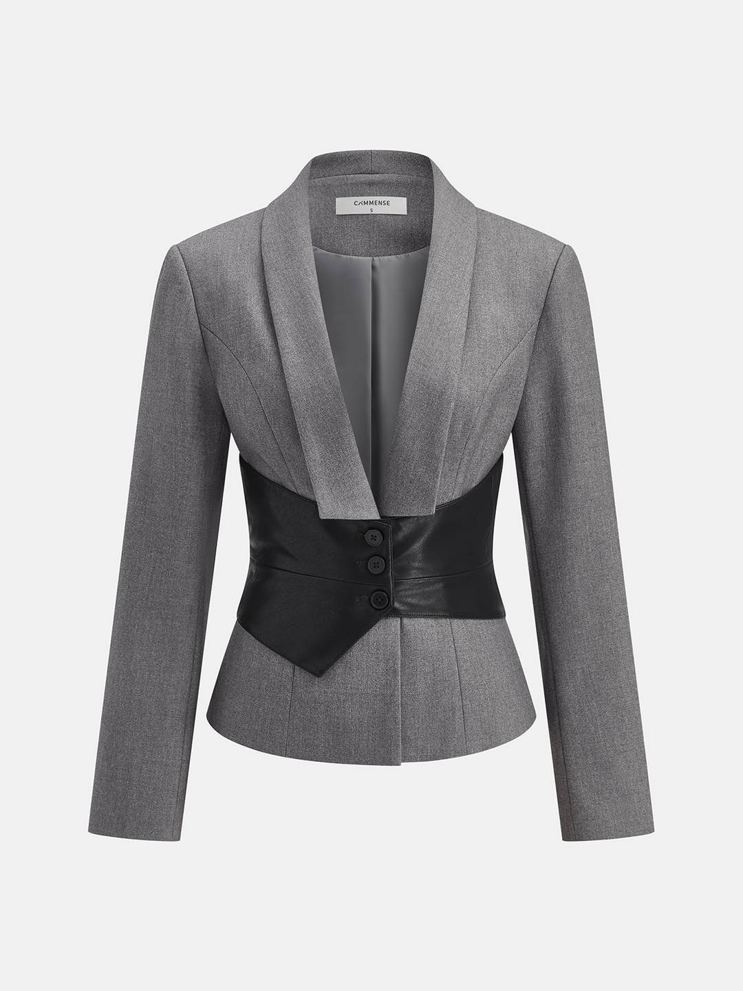 Detachable Waist Belt Lapel Tailored Blazer — women's blazers, front view