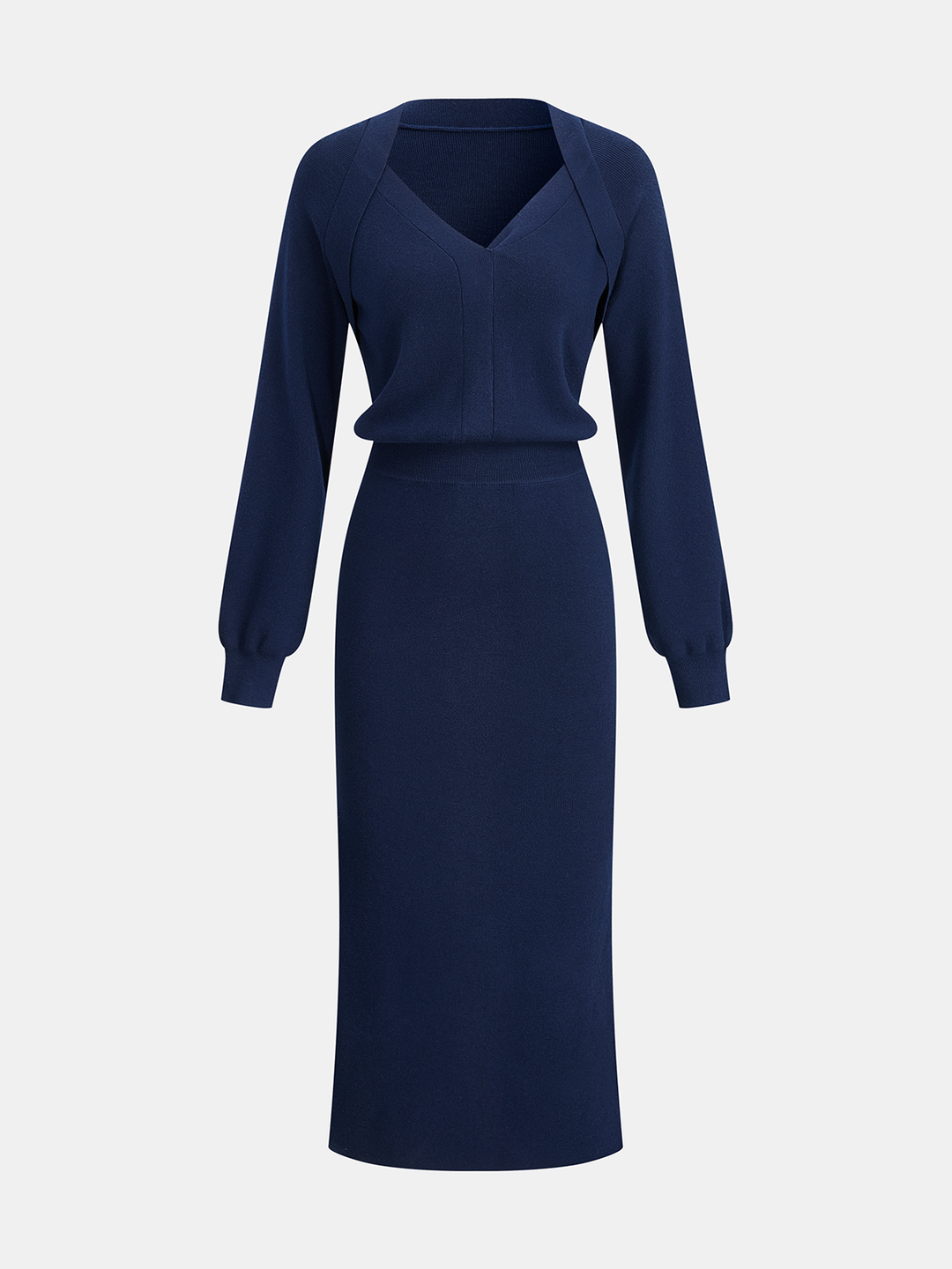 Wool-Blend V-Neck Knit Maxi Dress — women's sweater dresses, front view