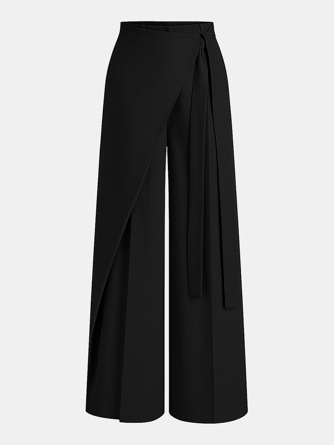 Asymmetric Wrap Wide-Leg Pants