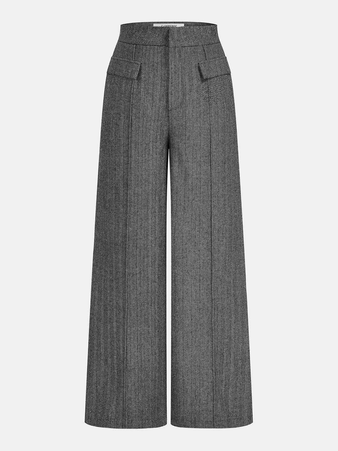 Herringbone Tweed Wide-Leg Pants