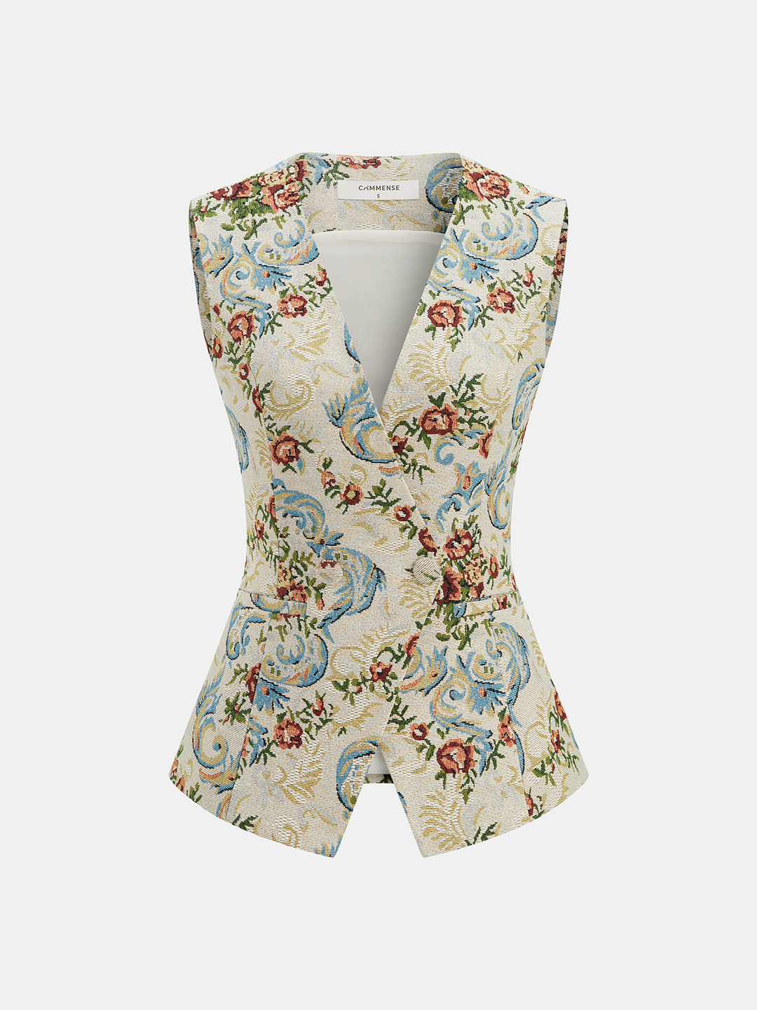 Vintage Floral Tailored Vest — women's vests, front view