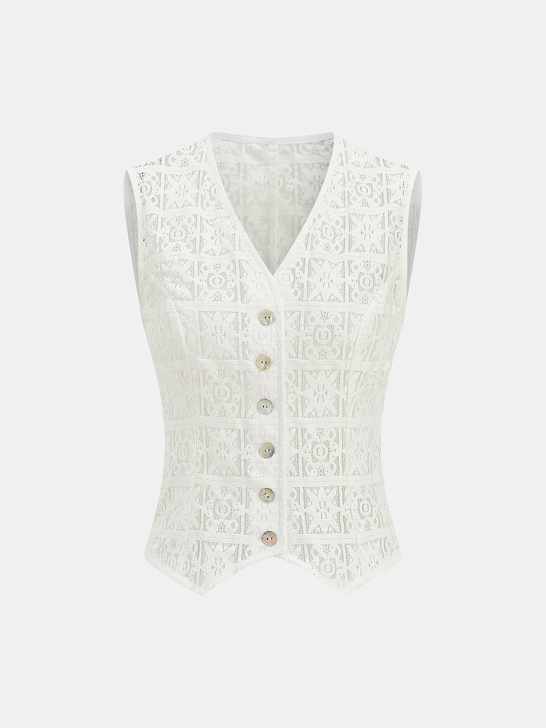 Lace V-Neck Buttoned Vest