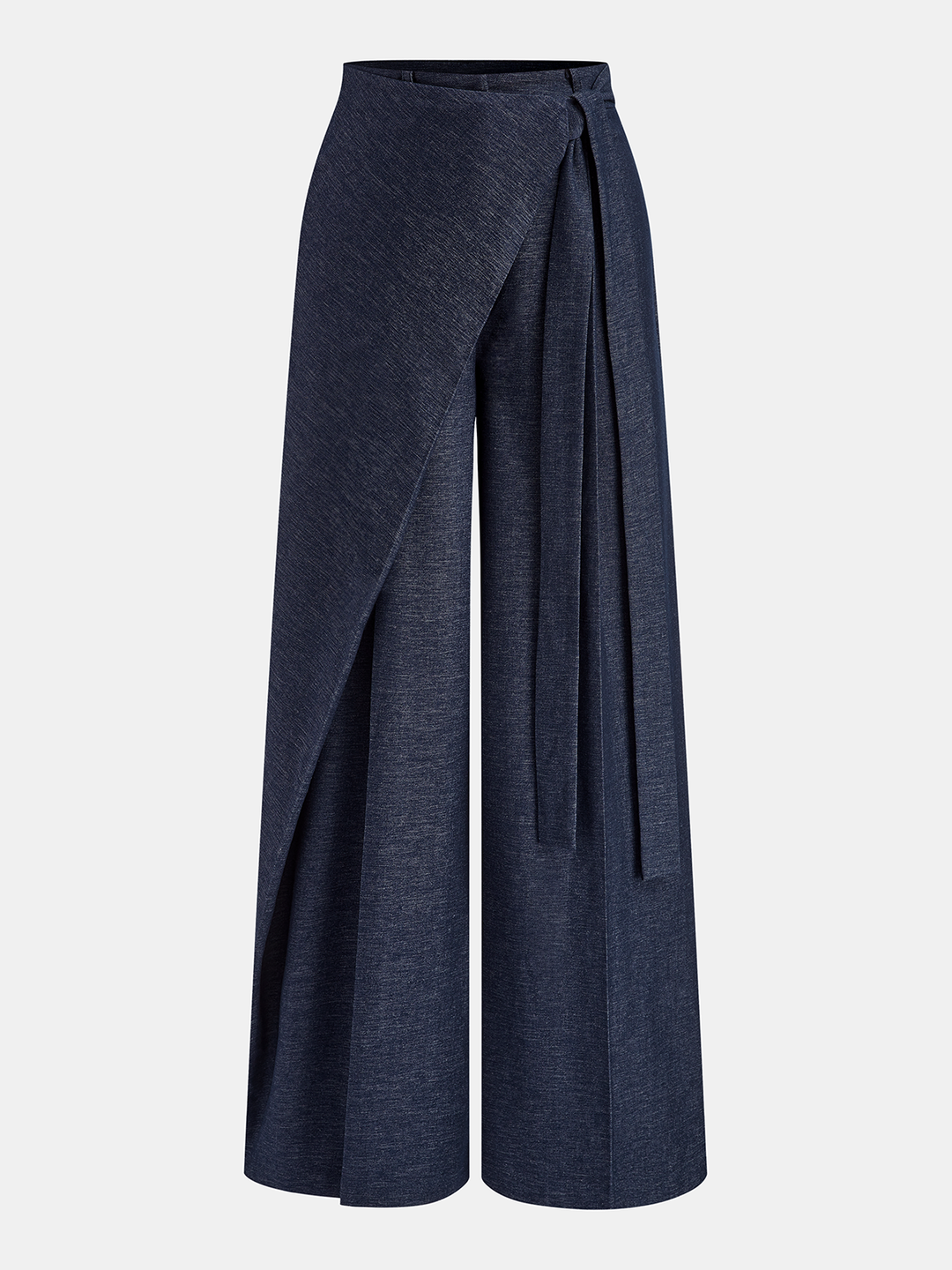 Asymmetric Wrap Wide-Leg Pants — women's pants, front view