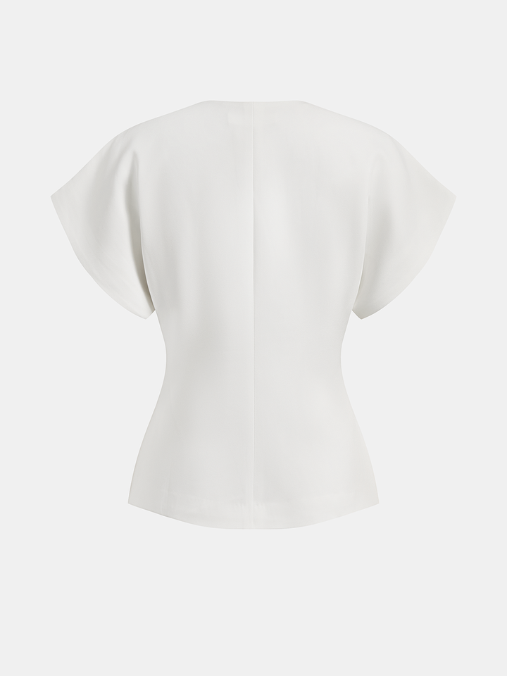 Trendy V-Neck Button Down Blouse