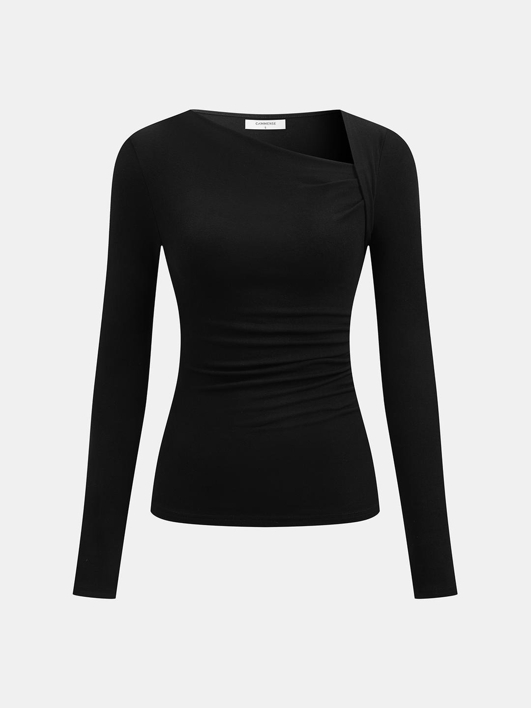 Ribbed Knit Long Sleeve Asymmetric Shirt