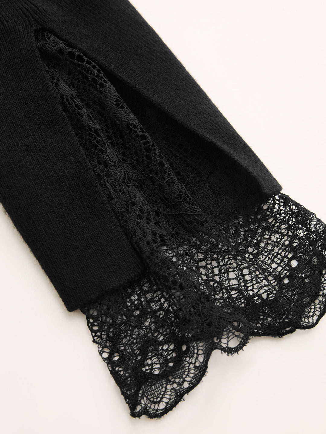 Mock Neck Lace Cuff Knit Top - women's knit top, sleeve detail