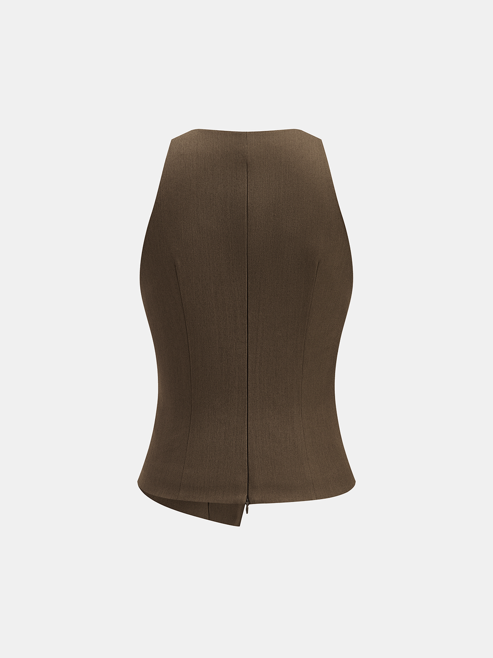 Deep V Cinched Waist Metal Buckle Vest — women's vests, back view