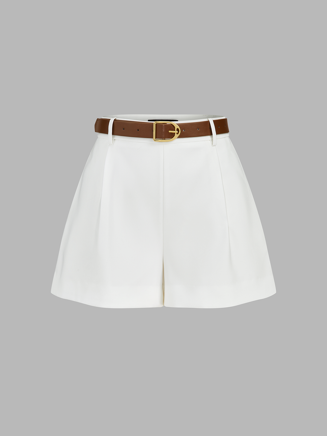 Draped Sleeveless Top & Belted Shorts Set - women's two-piece shorts set, full-length styled look