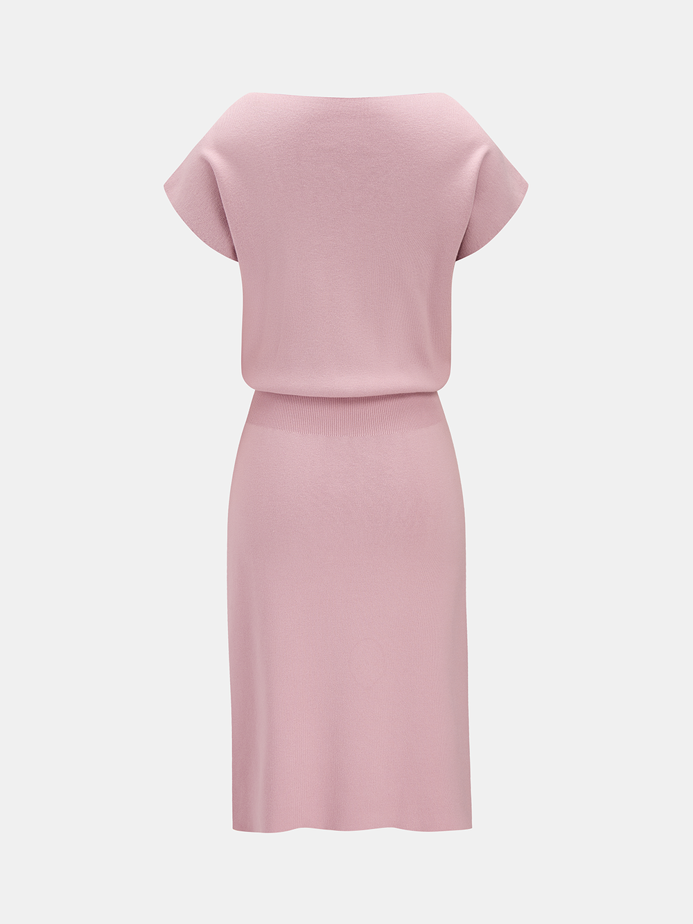 3D Floral Applique Short Sleeve Knit Dress — women's sweater dresses, back view