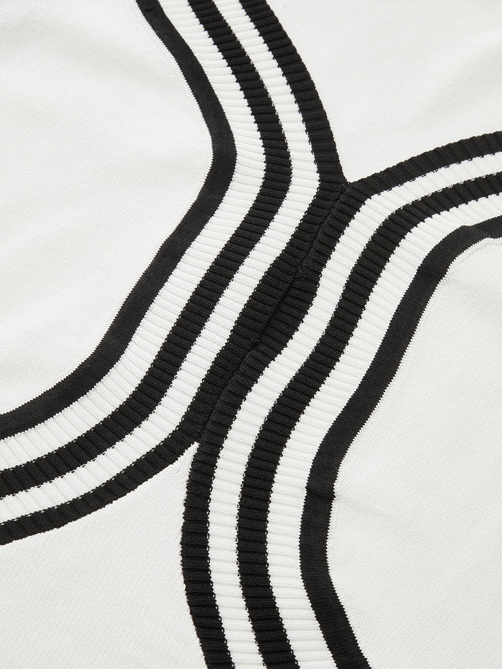 Striped Sleeveless V Neck Knit Maxi Dress
