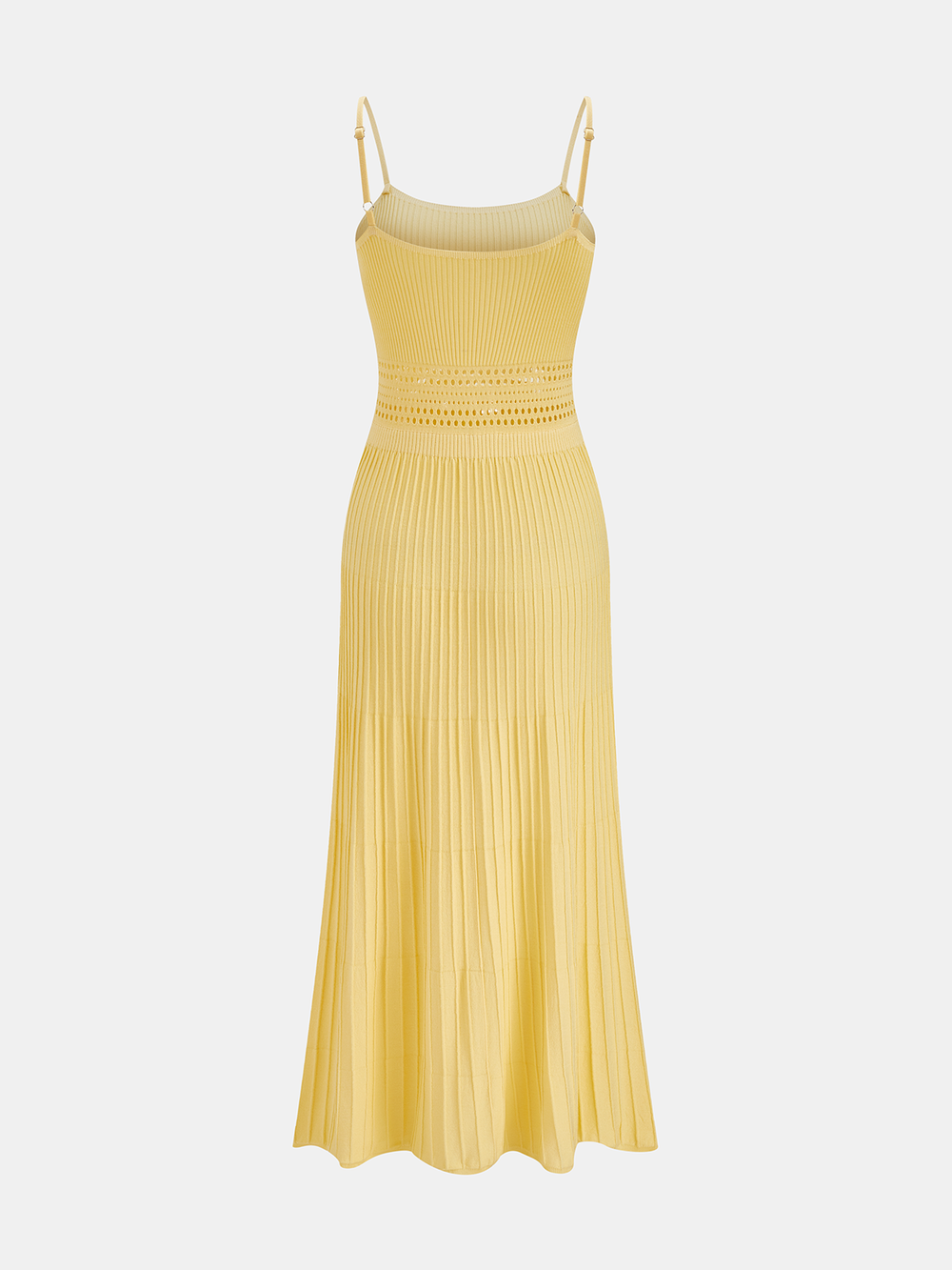 Openwork Ribbed Knit Cami Maxi Dress — women's sweater dresses, back view