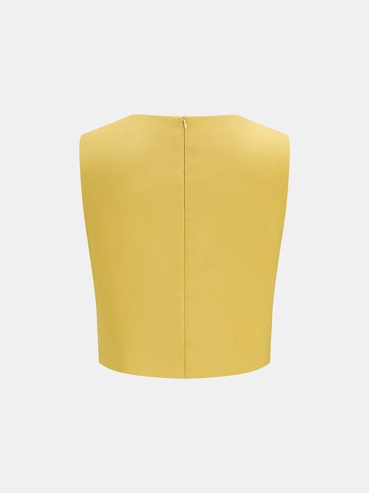 Metal Detail Sleeveless Crop Top & Mini Skirt Set - women's two-piece skirt set, stretch woven fabric detail