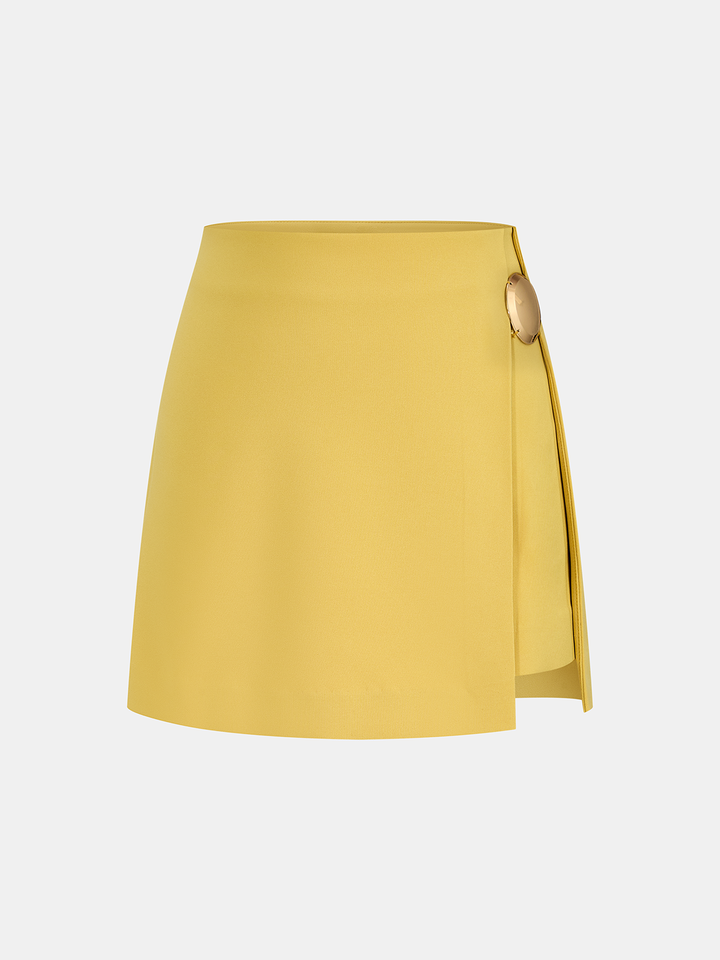Metal Detail Sleeveless Crop Top & Mini Skirt Set - women's two-piece skirt set, top detail