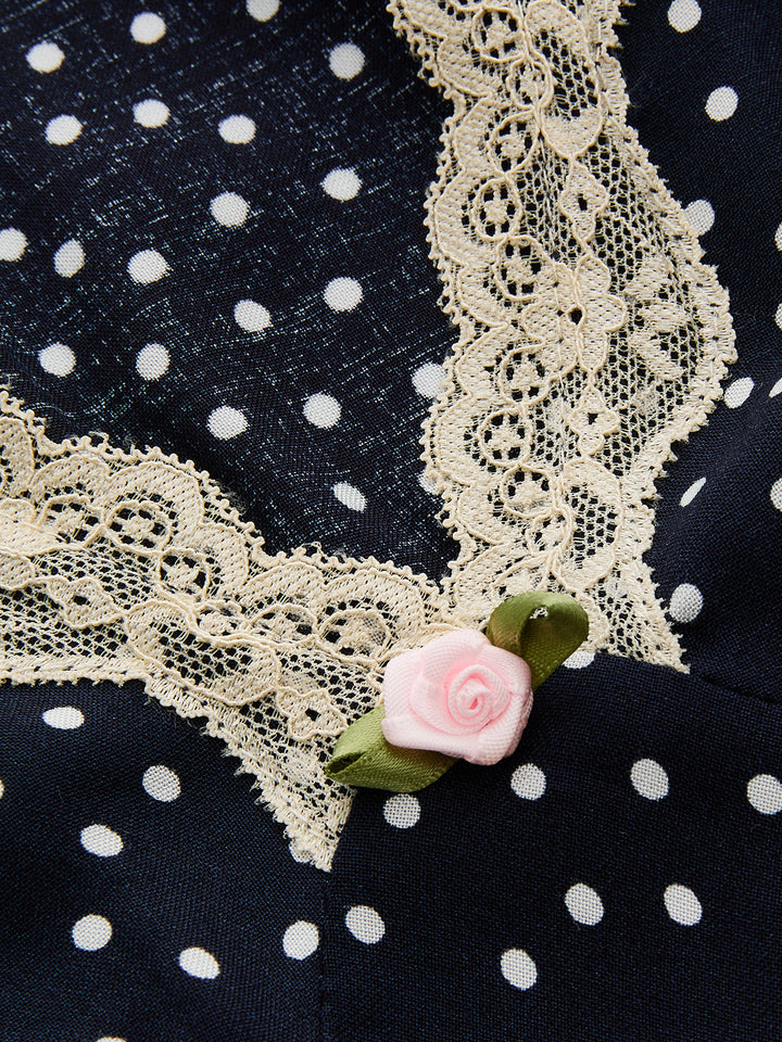 Polka Dot Lace-Trim Dress - women's dress, styled with heels