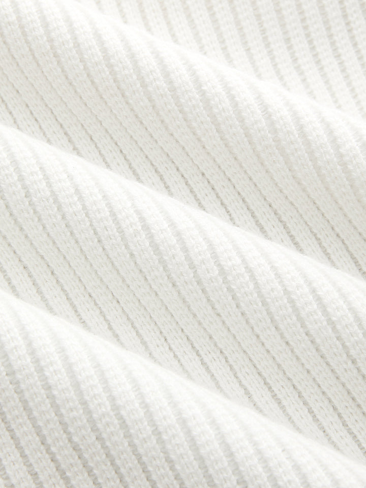 Polo Collar Contrast Trim Ribbed Knit Mini Dress