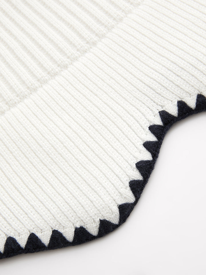 Polo Collar Contrast Trim Ribbed Knit Mini Dress