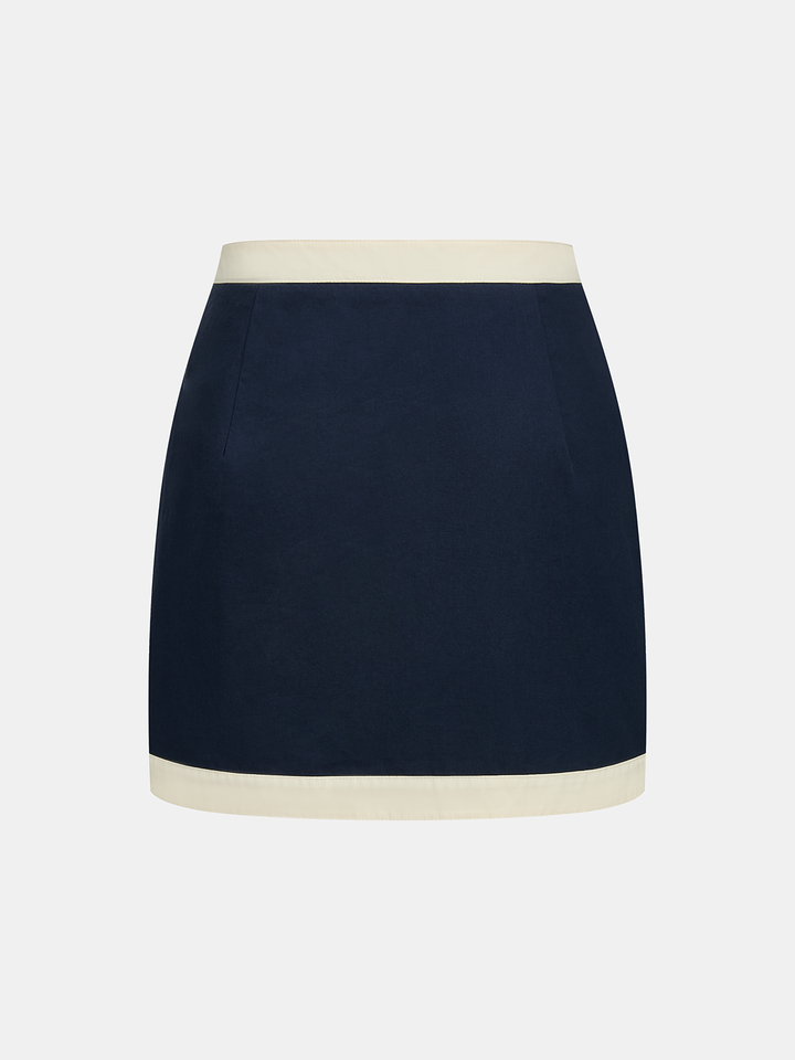 Cotton Contrast Trim Two Piece Skirt Set - women's two-piece skirt set, bottom detail