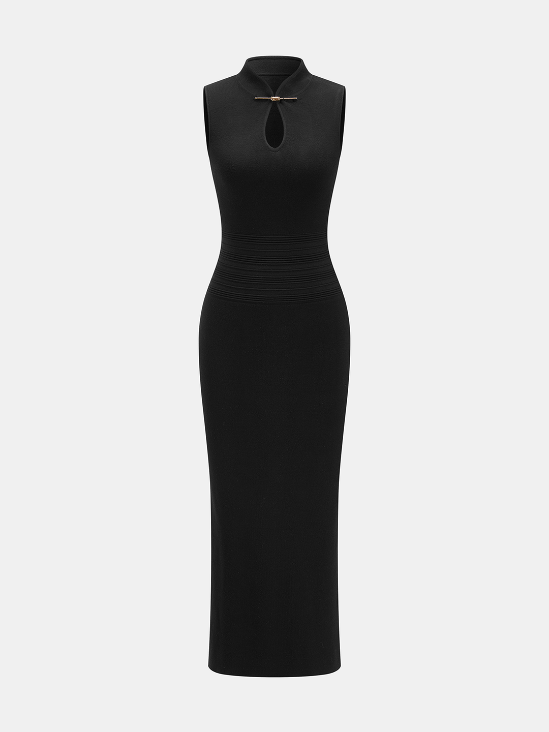 Frog Button Cheongsam Style Knit Maxi Dress