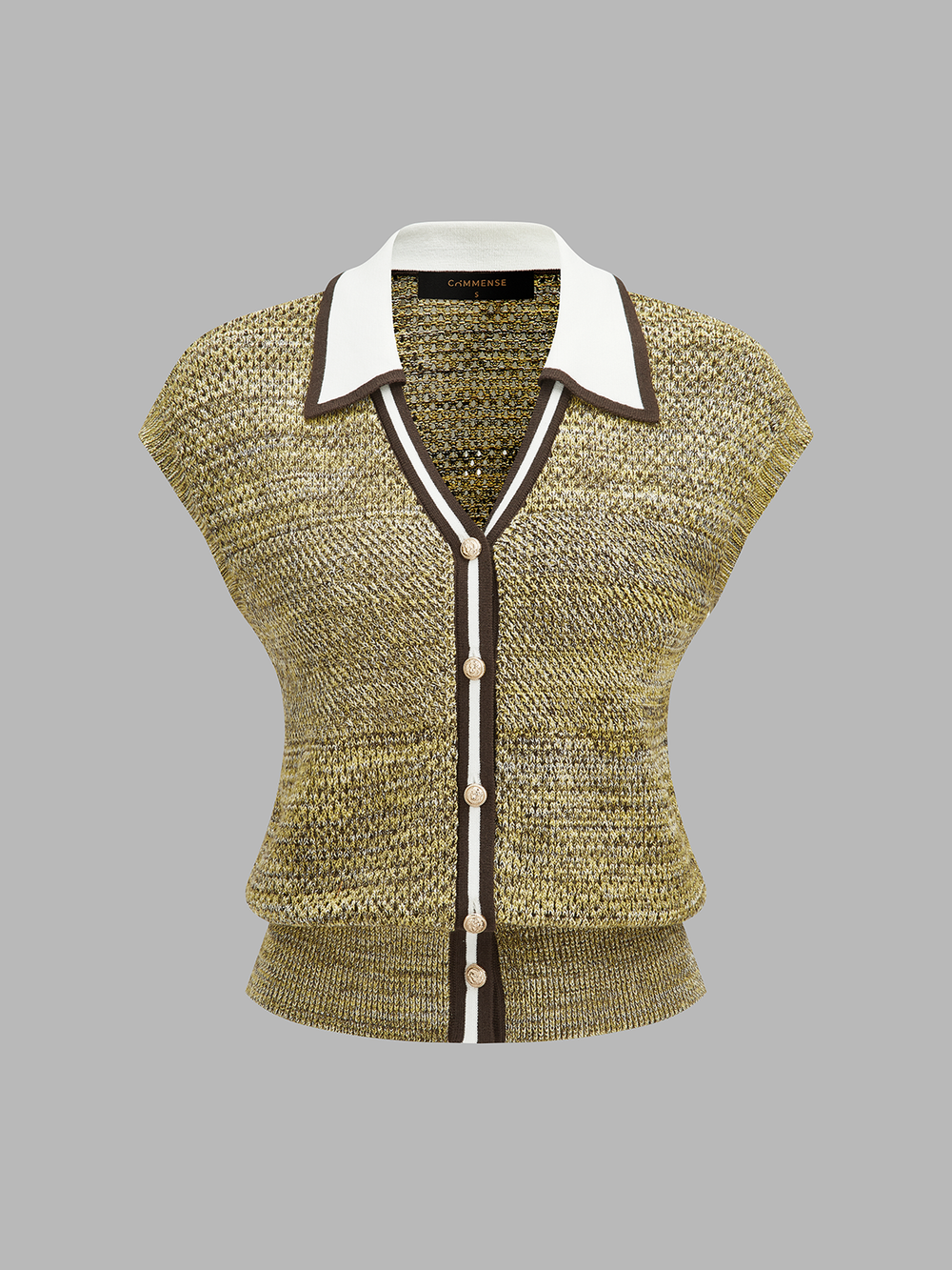 Contrast Trim Textured Knit Top - women's knit top, back view