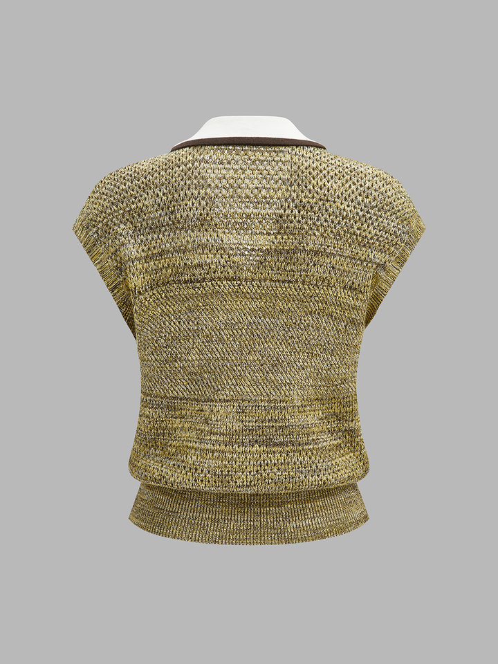 Contrast Trim Textured Knit Top - women's knit top, side view