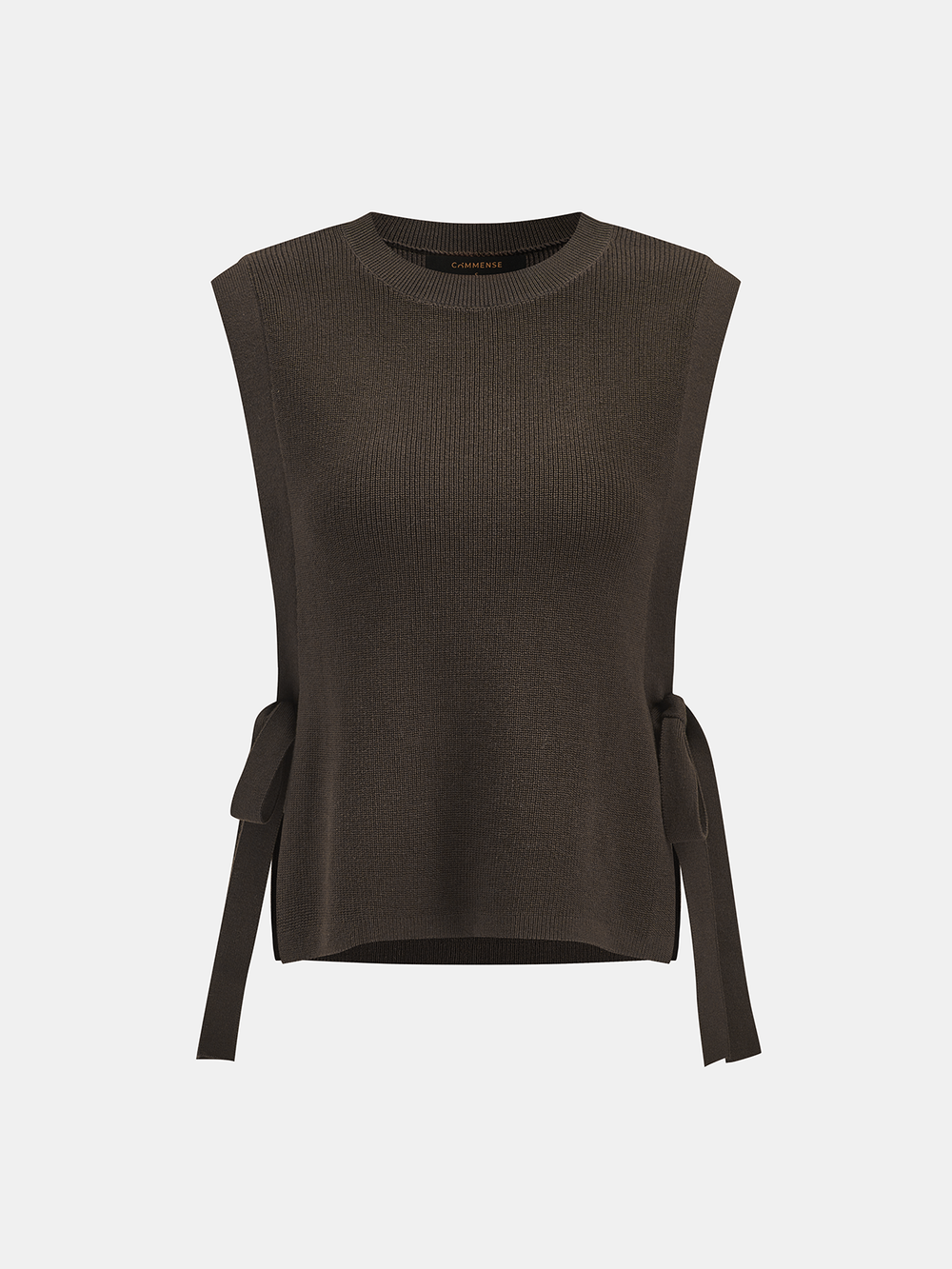 Side Tie Lace Panel Knit Sleeveless Vest — women's sweater vests, back view