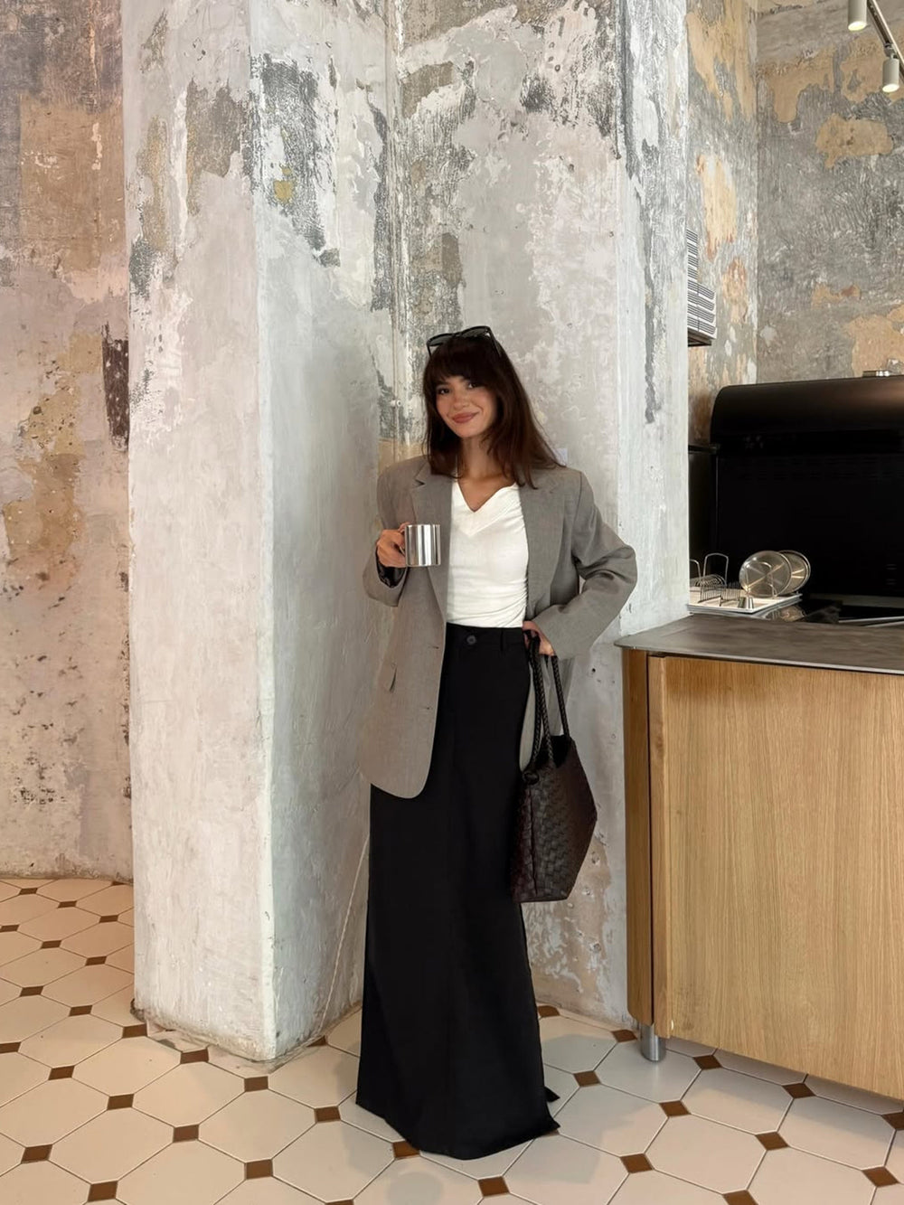 Basic Buttoned Maxi Skirt — women's skirts, back view