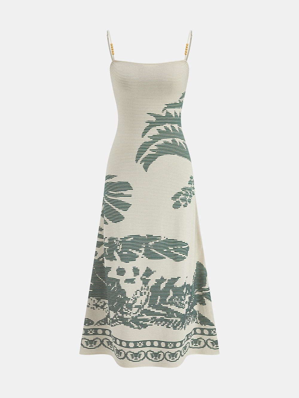 Bead Strap Palm Jacquard Knit Midi Dress — women's sweater dresses, back view