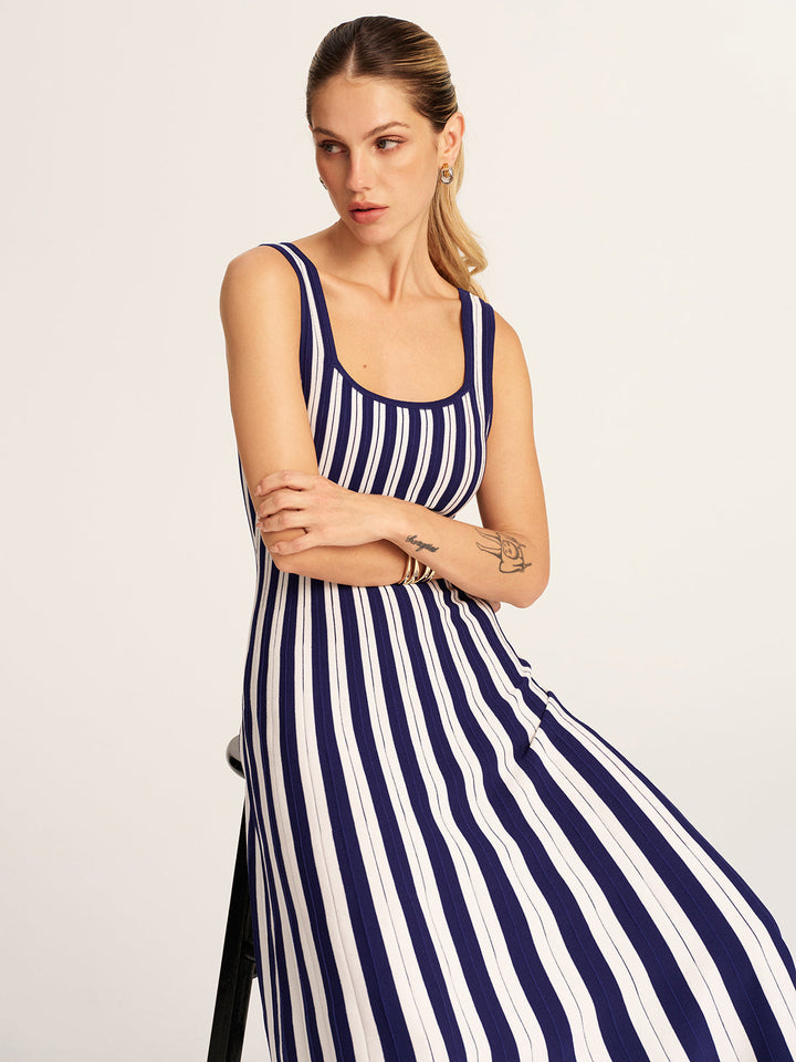 Striped Sleeveless Knit Tank Dress