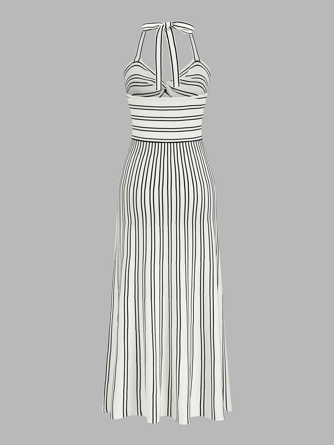 Striped Halter Knit Midi Dress