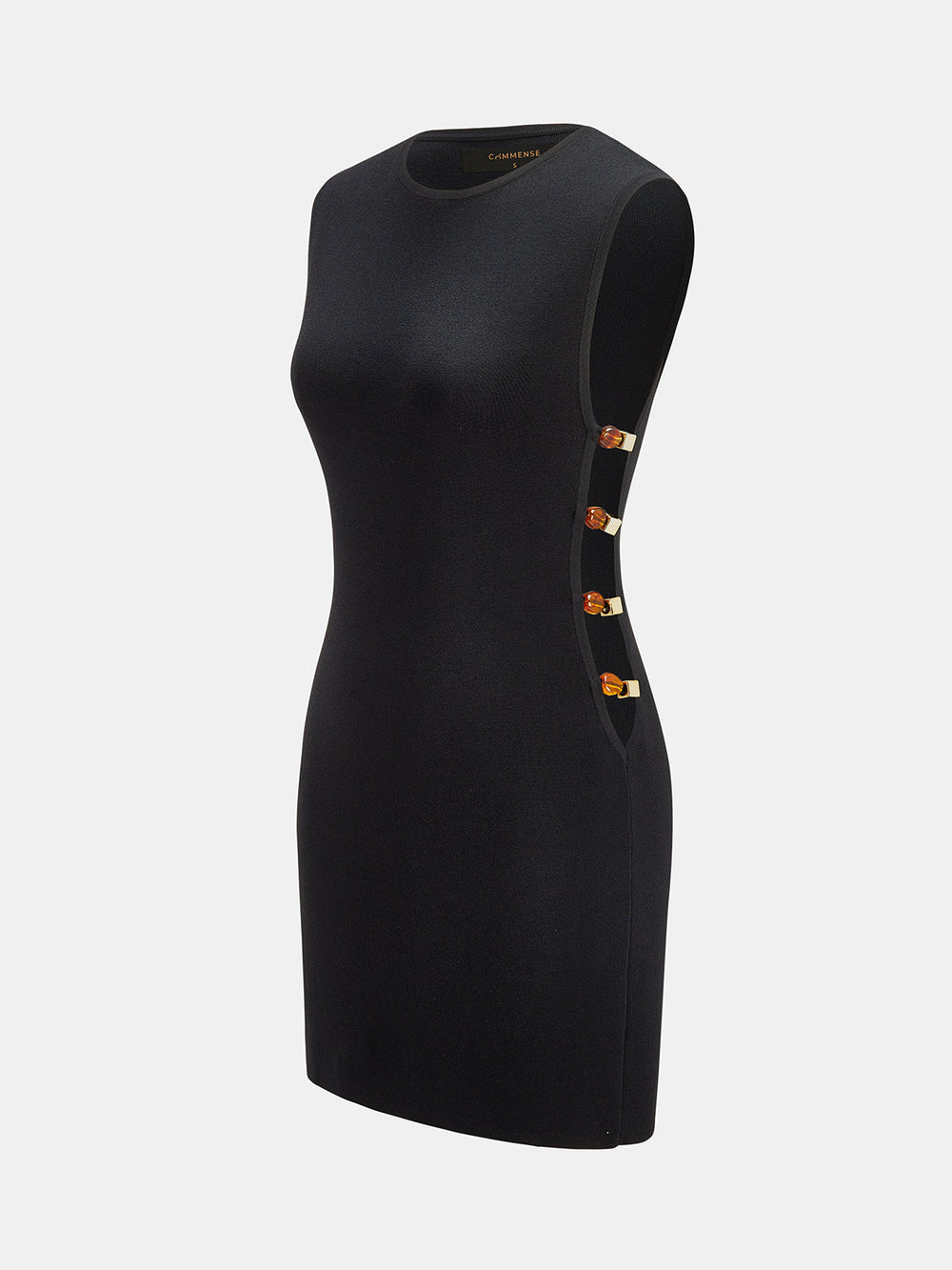 Amber Bead Cutout Sleeveless Knit Mini Dress — women's sweater dresses, back view