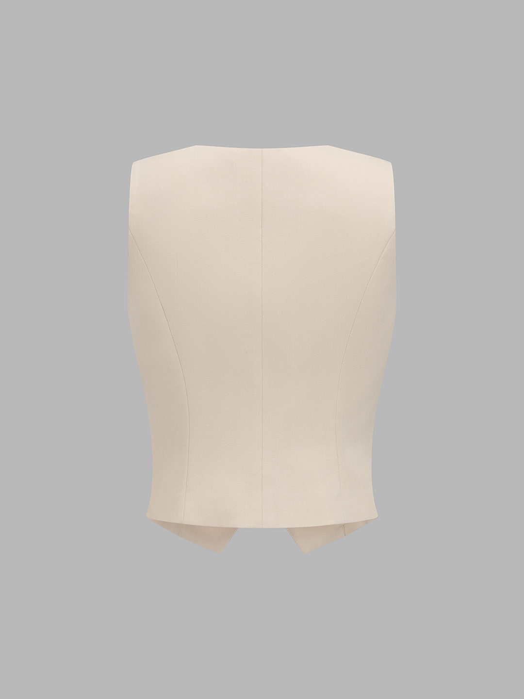 V-Neck Button-Front Cropped Fitted Vest and Wide-Leg Trousers Set - women's two-piece trouser set, detail close-up