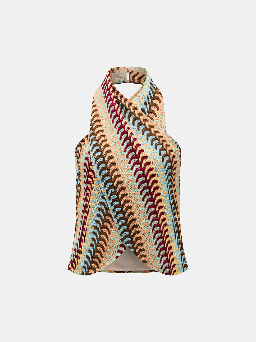 Multicolor Striped Knit Halter Top & Pants Set - women's two-piece trouser set, side view