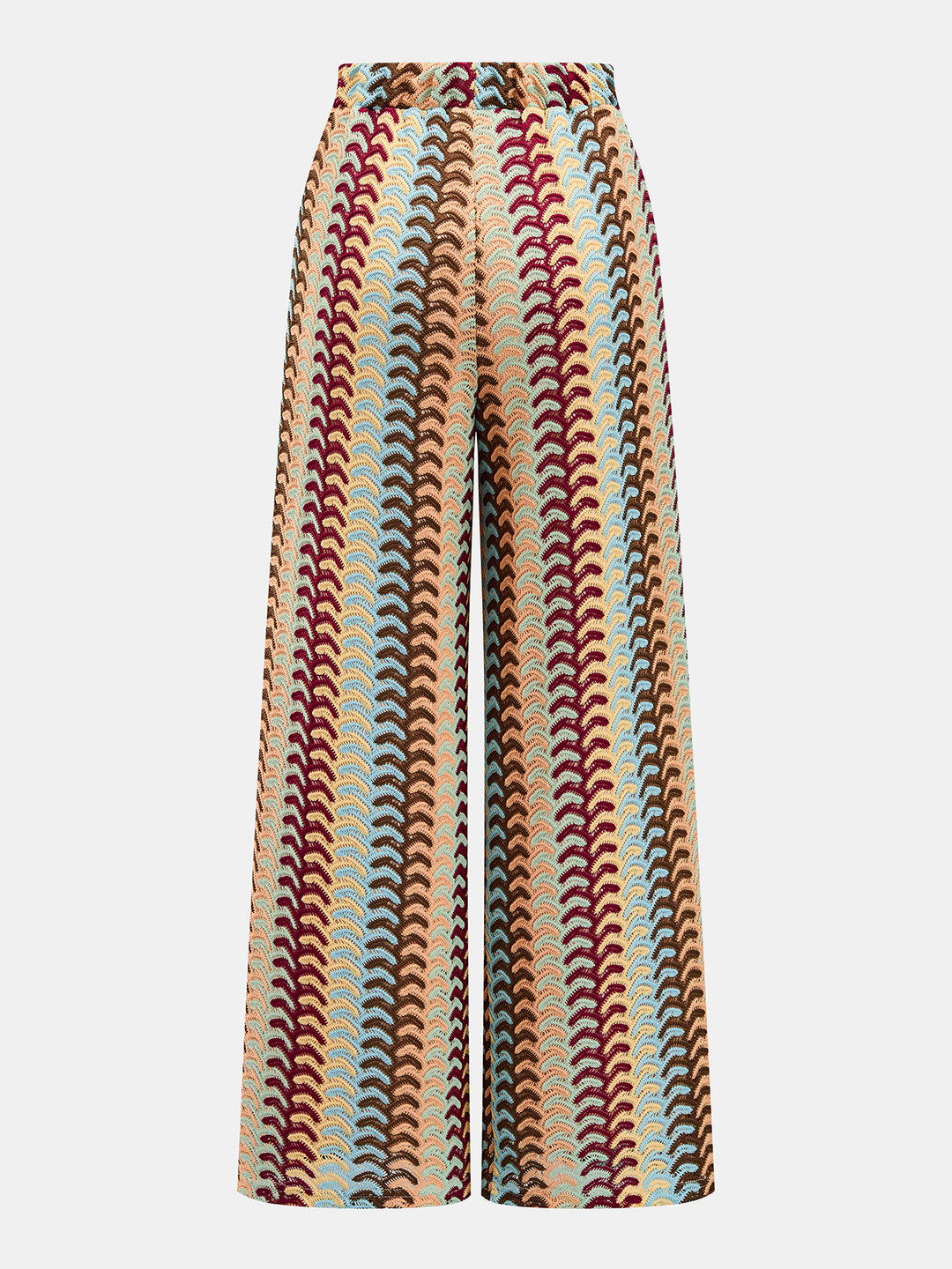 Multicolor Striped Knit Halter Top & Pants Set - women's two-piece trouser set, fabric detail