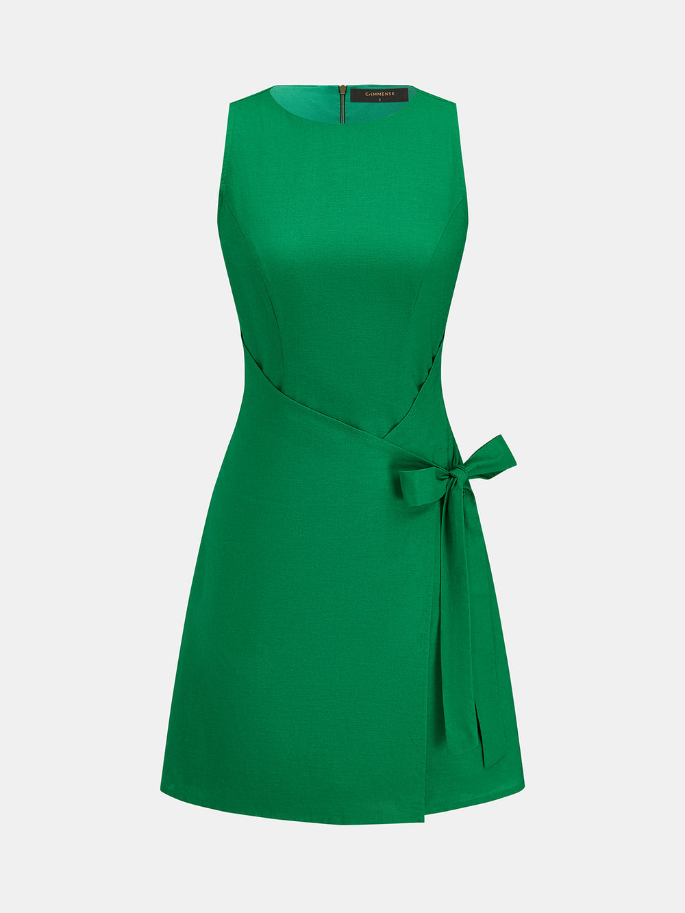 Cotton Linen Wrap Tie Sleeveless Mini Dress — women's dresses, back view